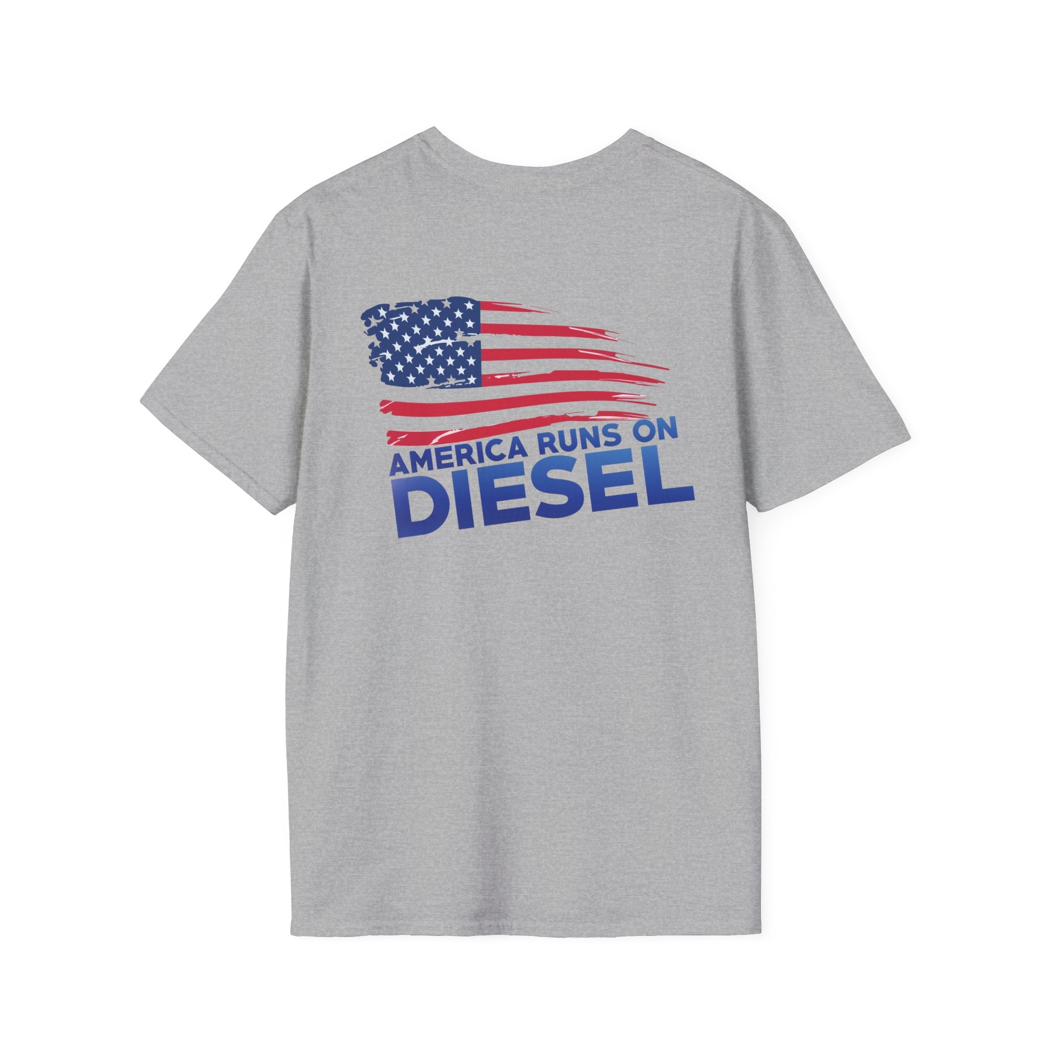 America Runs on Diesel T-Shirt — Patriotic Flag Diesel Tee