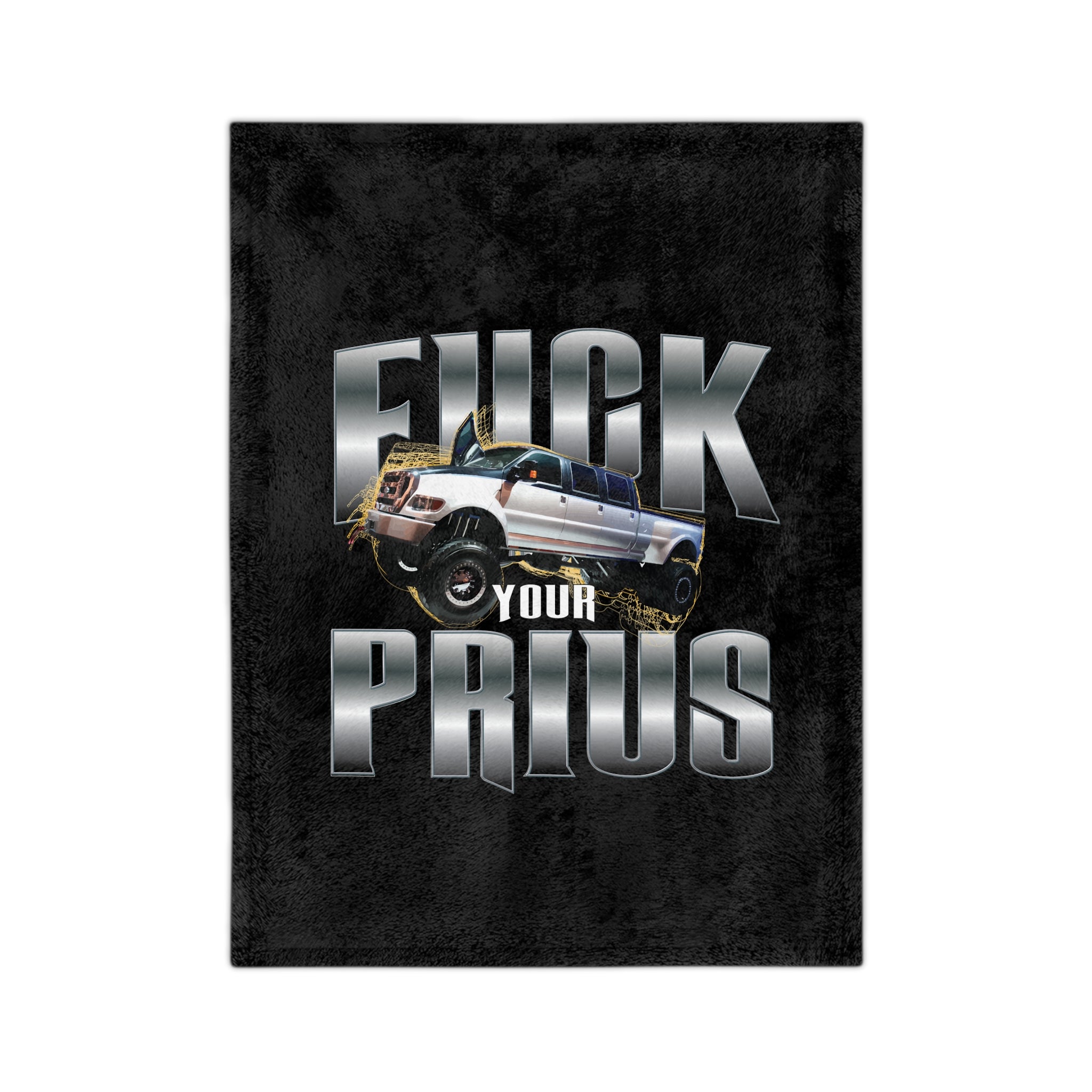 Velveteen Microfiber Blanket — 'F*** Your Prius' Monster Truck Graphic
