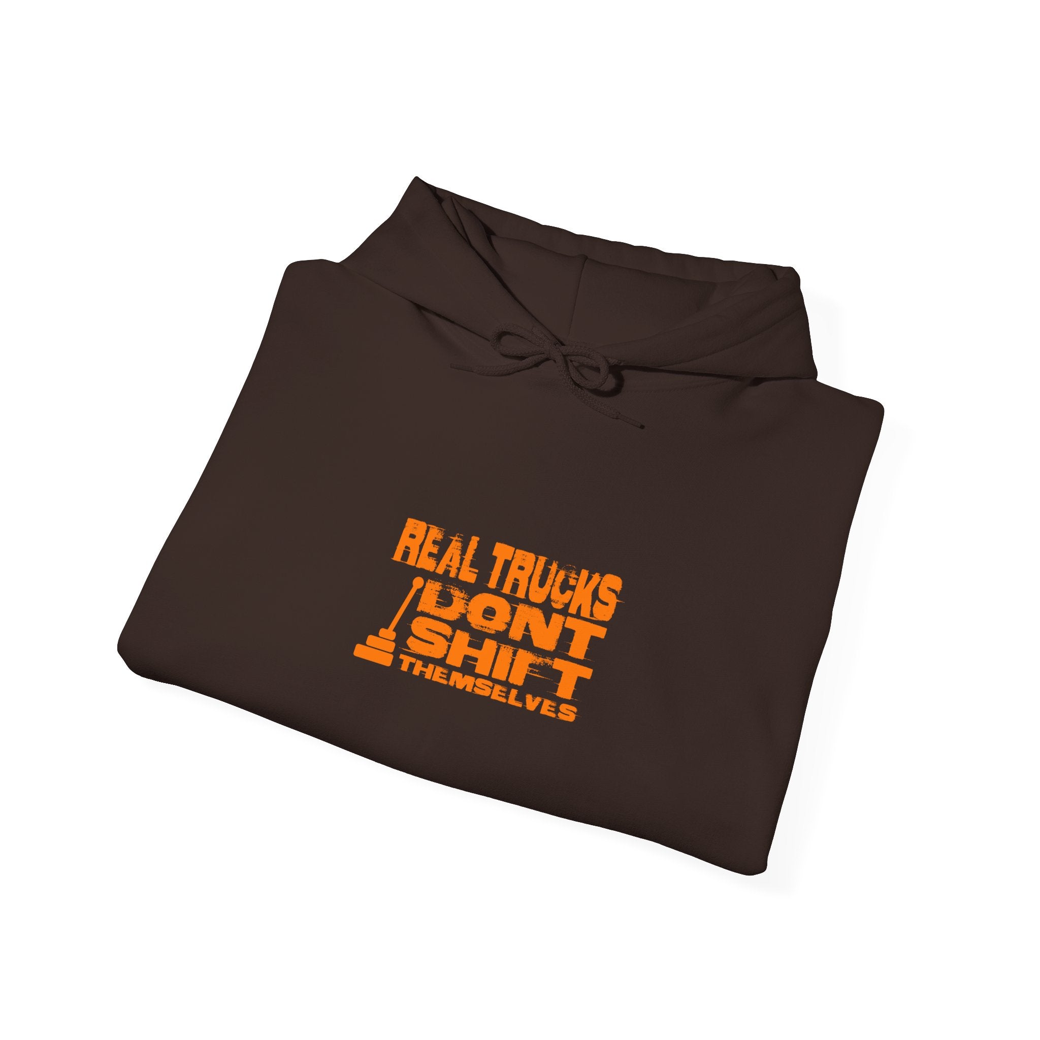 Truck Driver Hoodie – "Real Trucks Don't Shift" Graphic Pullover
