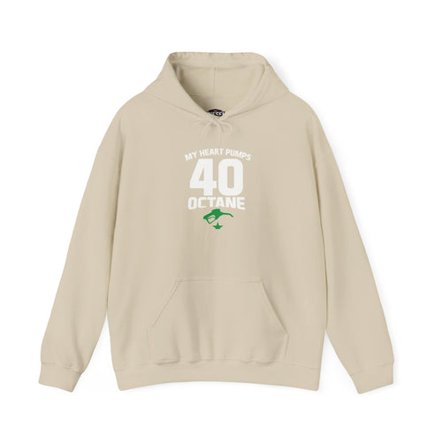 40 Octane Hoodie – "My Heart Pumps 40 Octane" Racing Gasoline Fan Sweatshirt