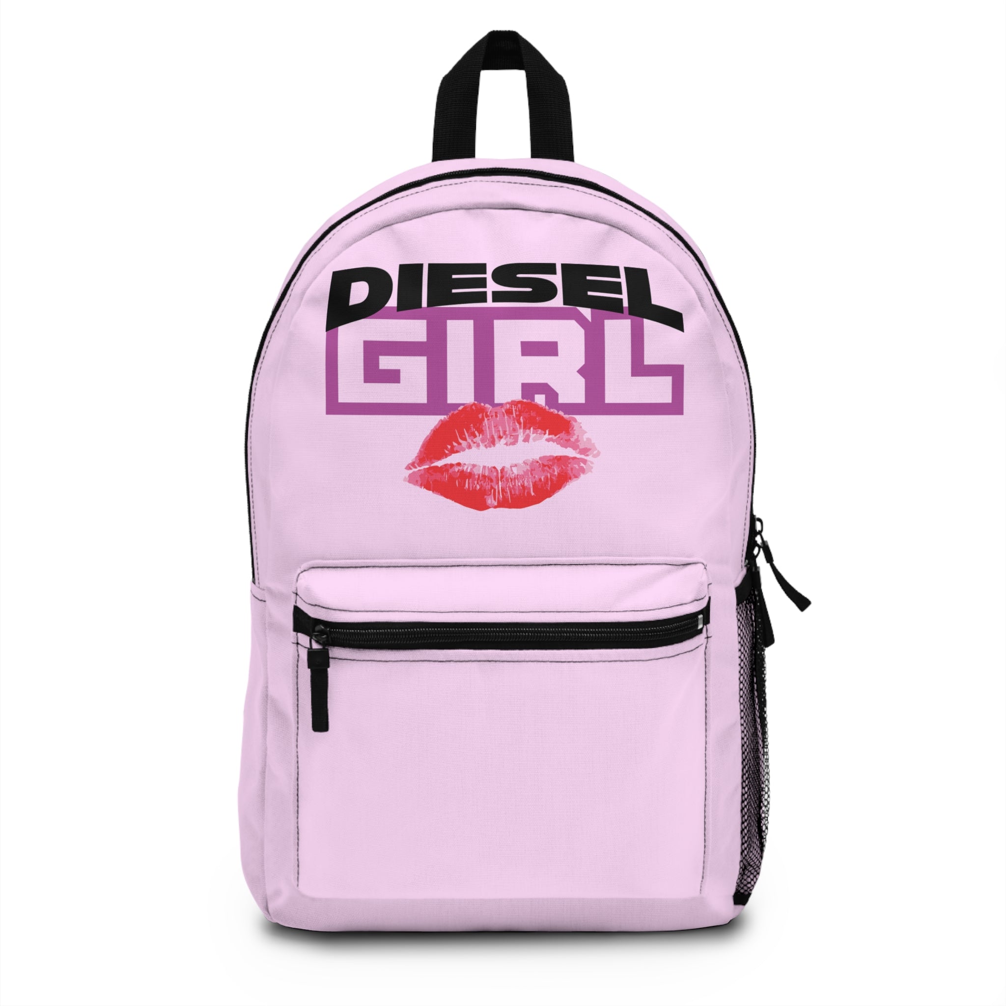 Diesel Girl Pink Backpack — Kiss Logo Casual  Bag