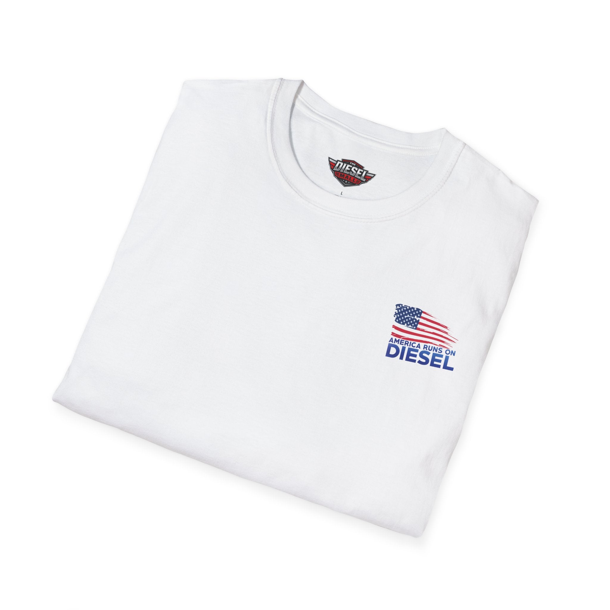 America Runs on Diesel T-Shirt — Patriotic Flag Diesel Tee