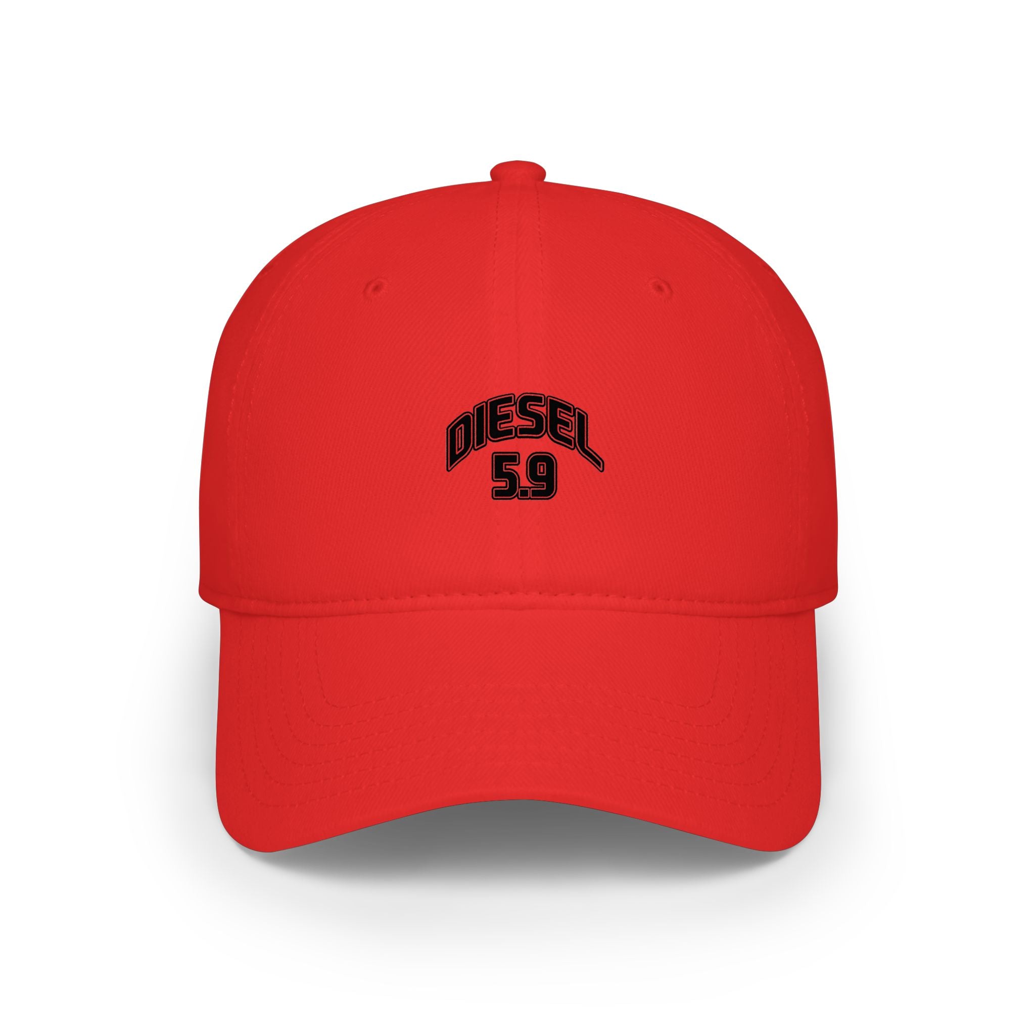 Diesel 5.9 Embroidered Baseball Cap — Low Profile Red Trucker Hat