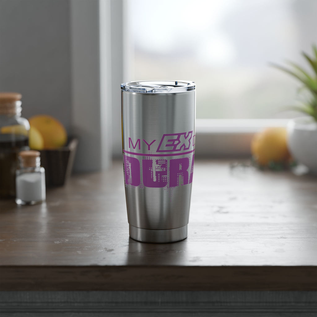 20oz Travel Tumbler — 'My Ex Drove My Brakes' Pink Urban Graphic