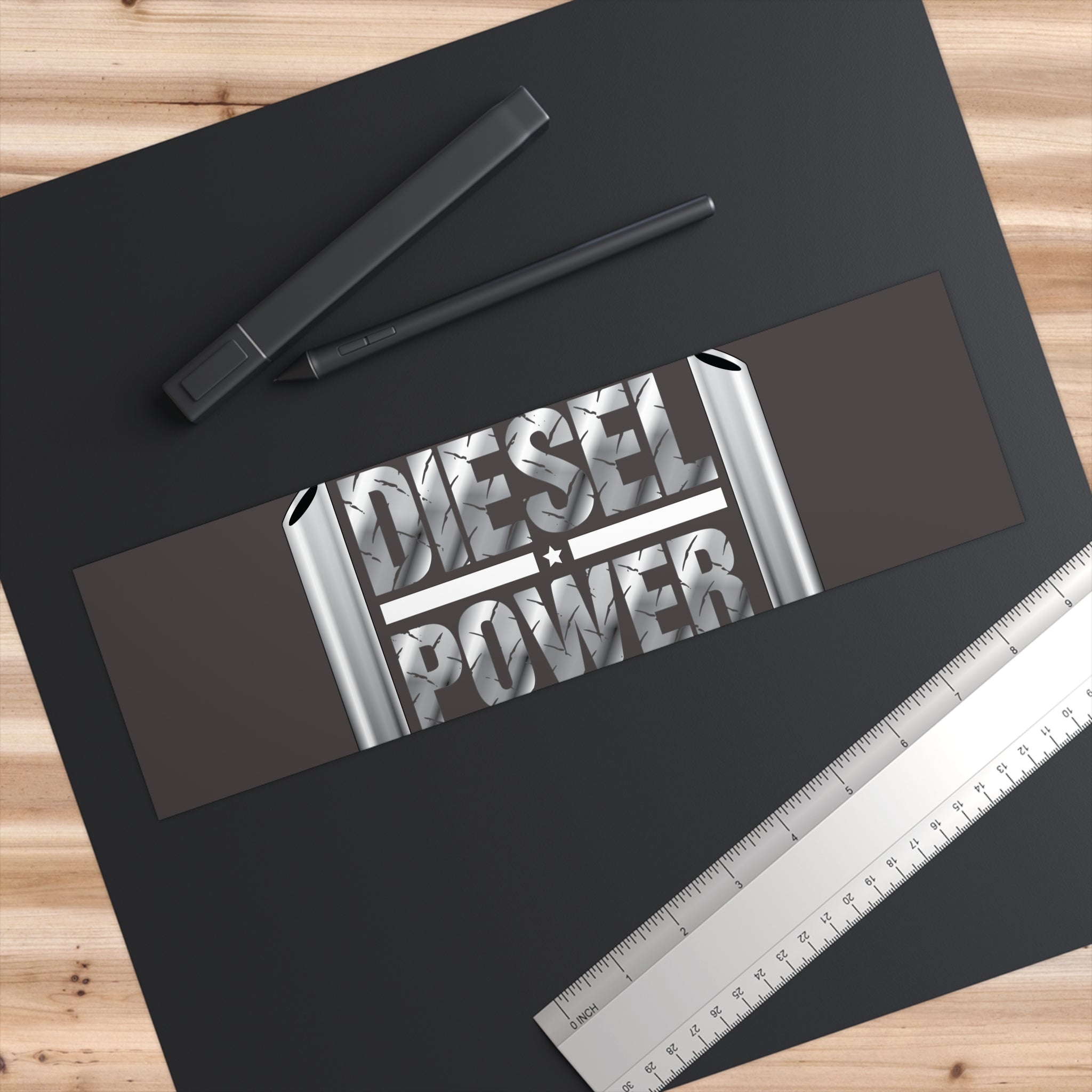 Diesel Power Bumper Sticker — Chrome Exhaust Design