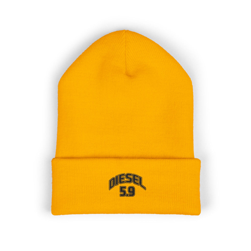 Diesel 59 Embroidered Cuffed Beanie — Classic Knit Winter Hat