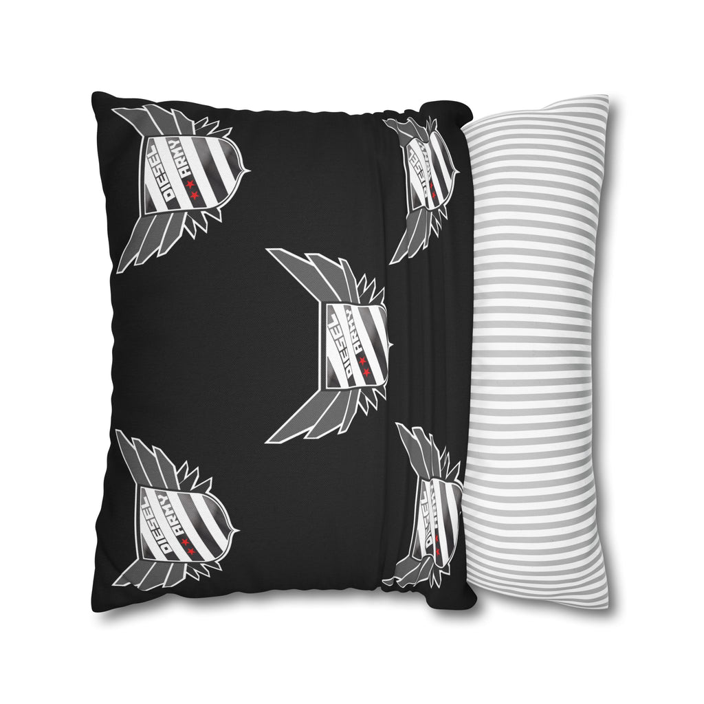 Black Shield Wing Accent Pillowcase — 'Genuine' Crest Pattern Decorative Throw Pillow