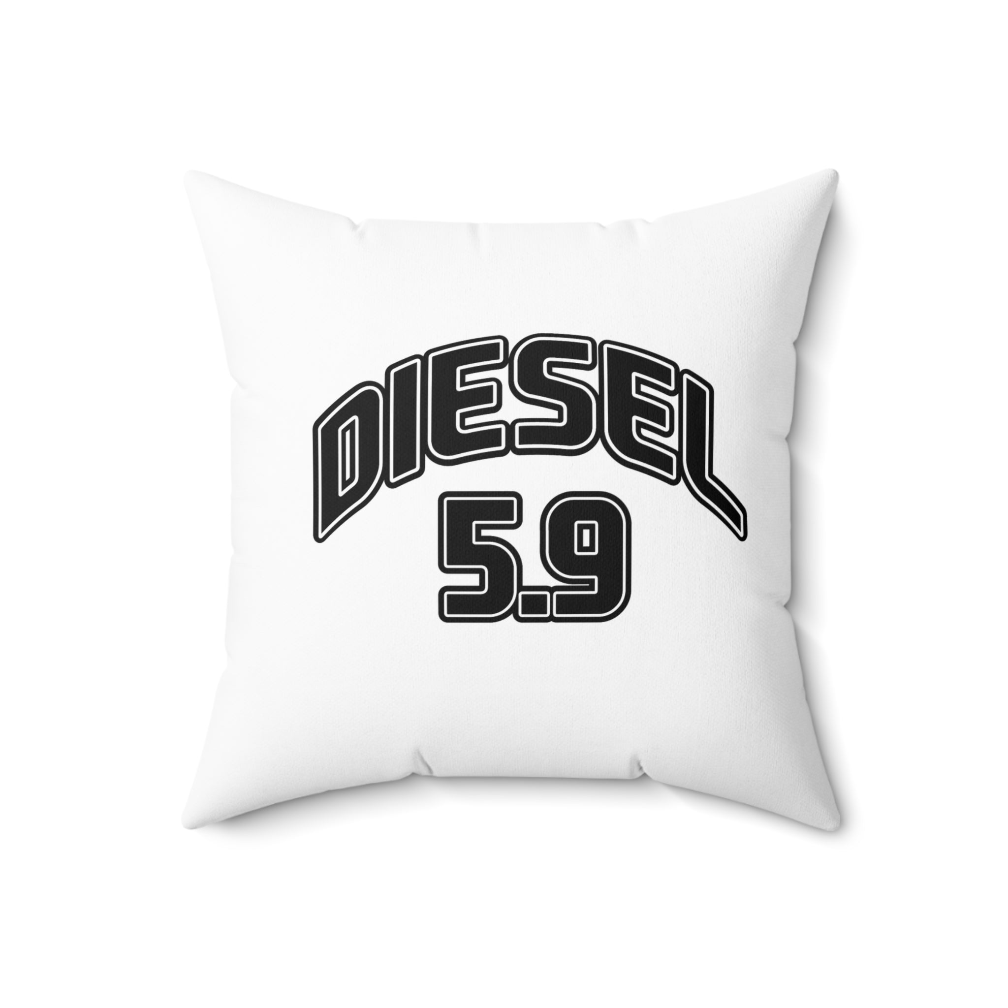 Diesel 5.9 Throw Pillow — Retro Automotive Accent Pillow for Truck Lovers
