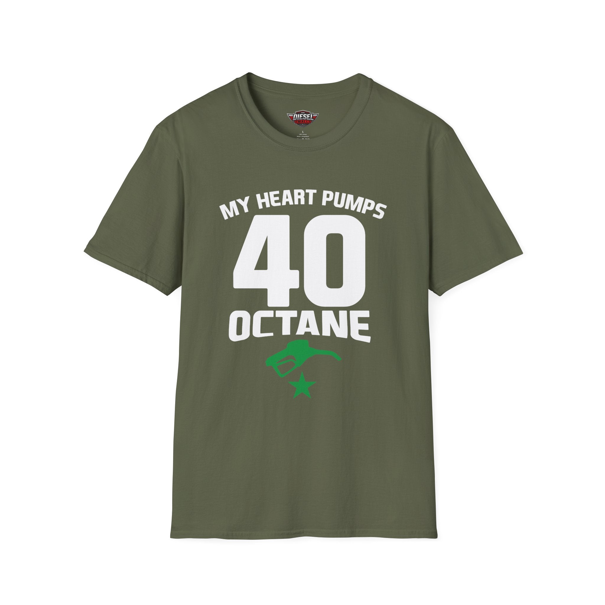 40 Octane T-Shirt — 'My Heart Pumps 40 Octane' Birthday Tee for Car Lovers
