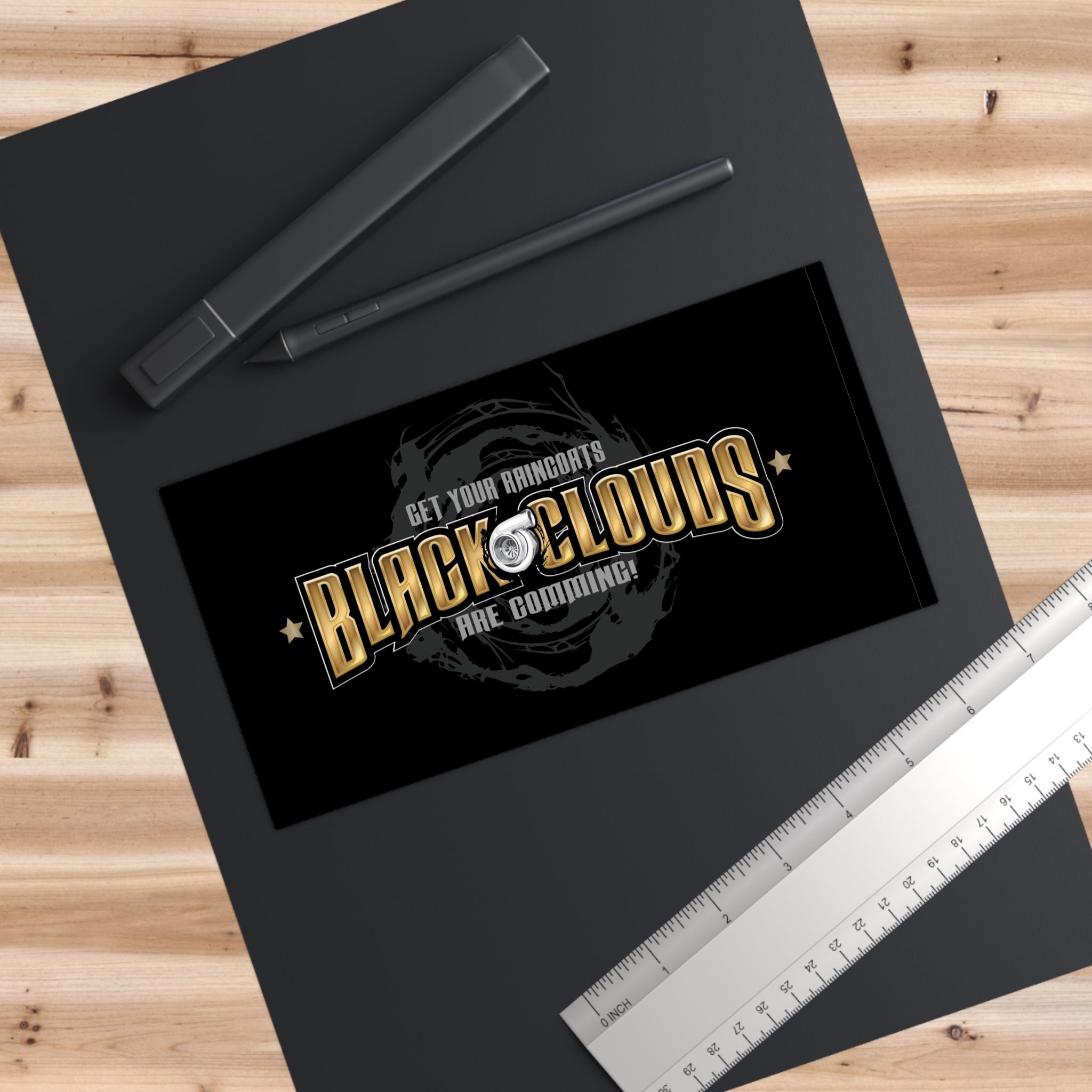 Black Clouds Are Coming Bumper Sticker – Retro Storm Warning Decal