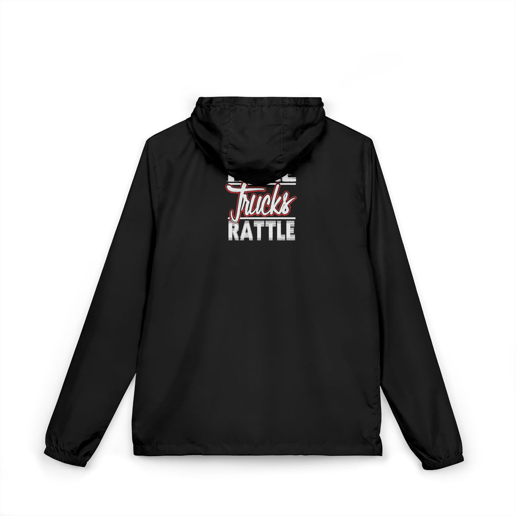 Windbreaker Jacket — 'Truck Rattle' Retro Truck Graphic Lightweight Hoodie