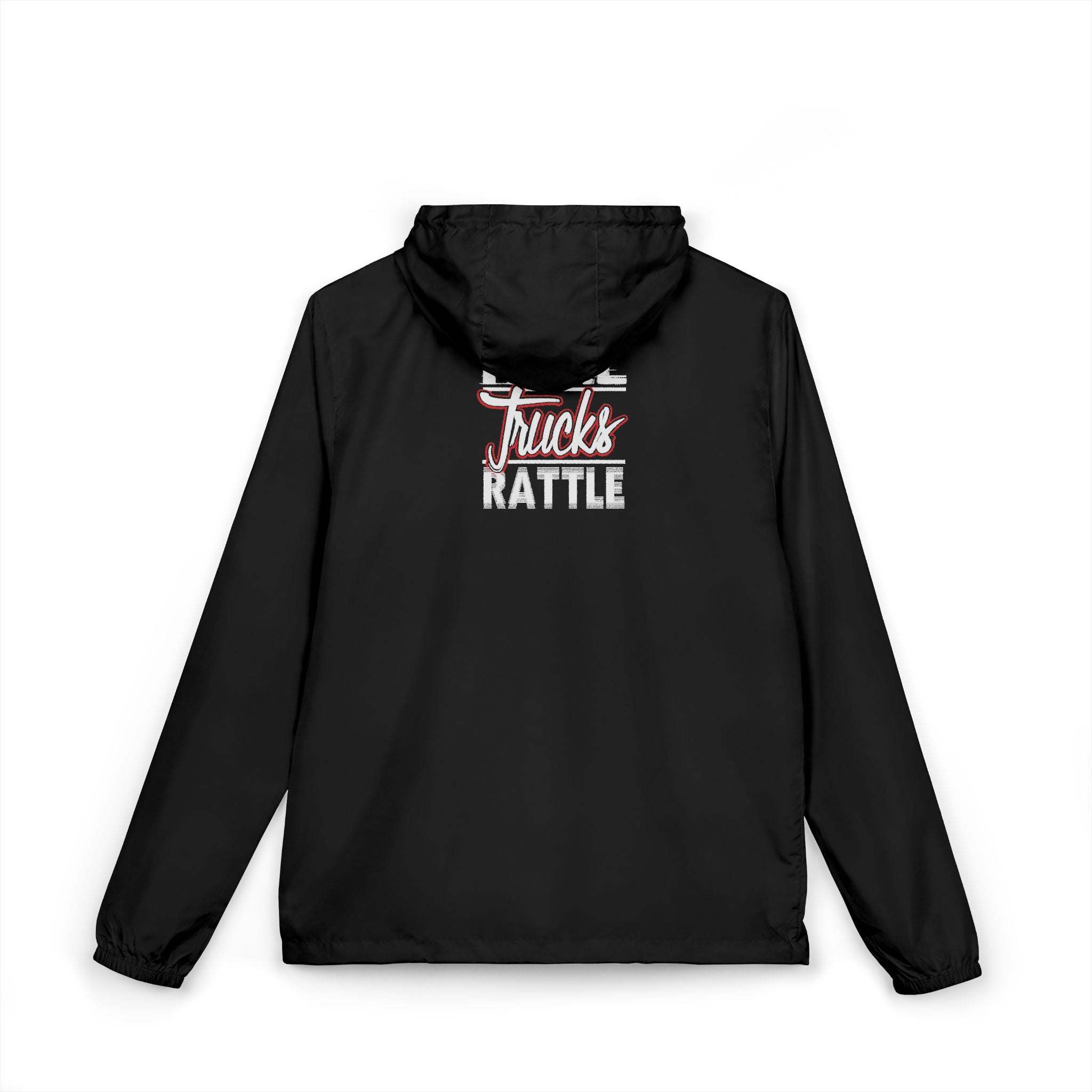 Windbreaker Jacket — 'Truck Rattle' Retro Truck Graphic Lightweight Hoodie