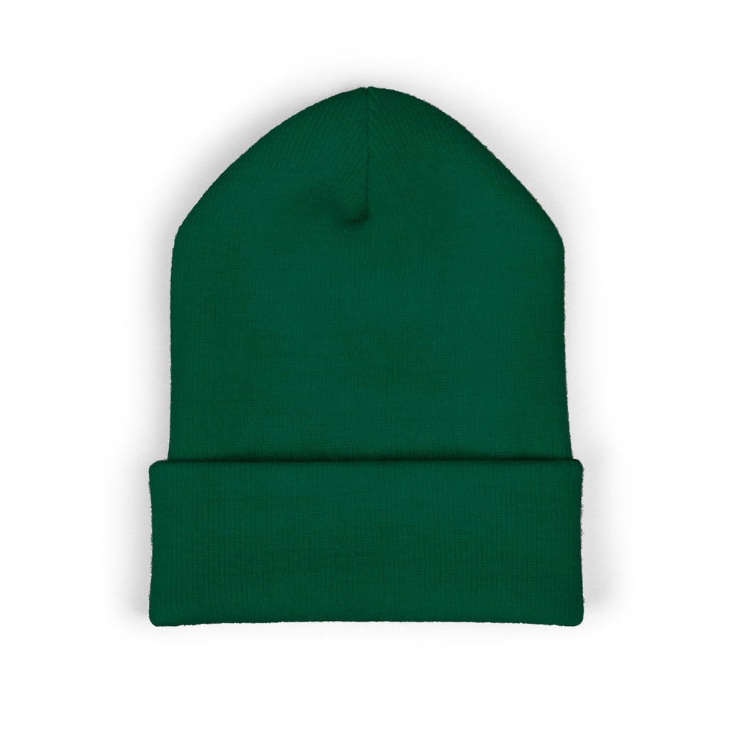 Embroidered Diesel Star Cuffed Beanie — Olive Knit Winter Hat