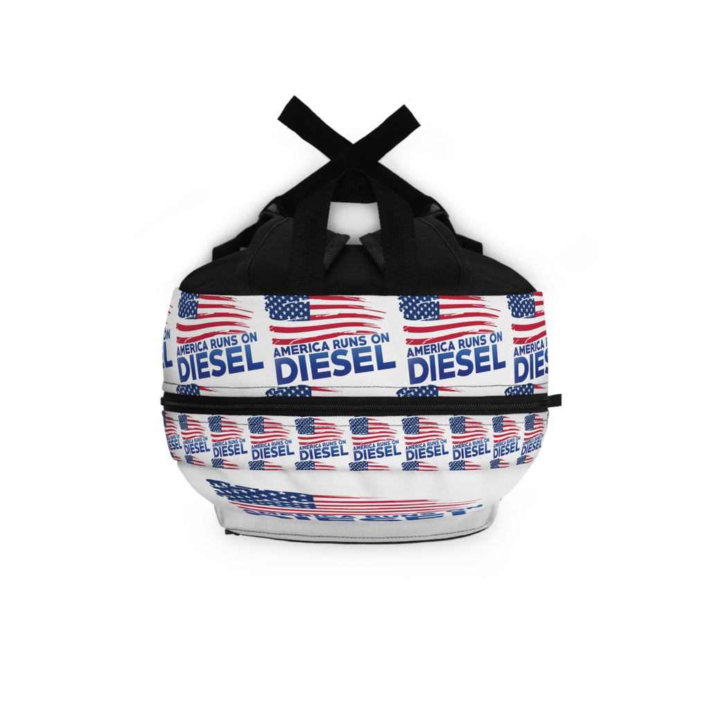 America Runs on Diesel Backpack – Patriotic USA Flag Trucking Gear