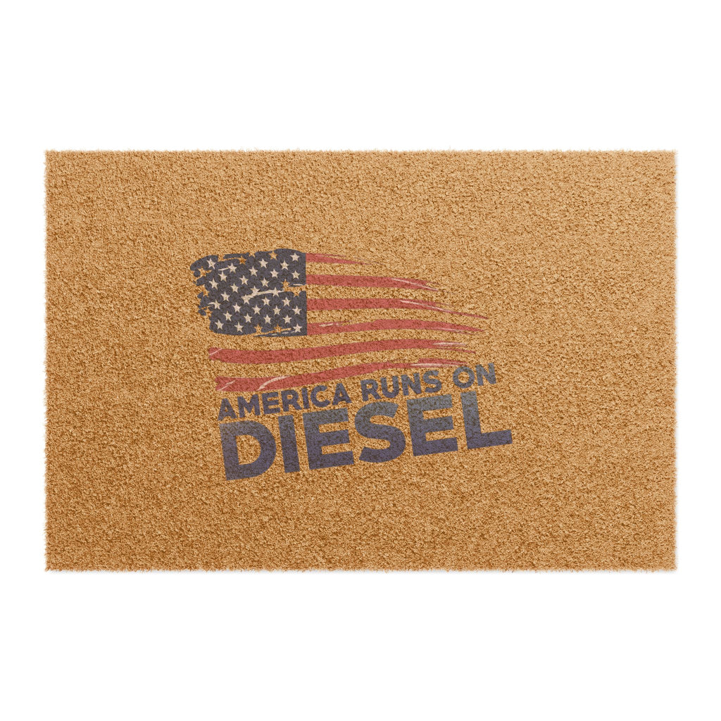 Doormat — "America Runs on Diesel" Patriotic Trucker Welcome Mat
