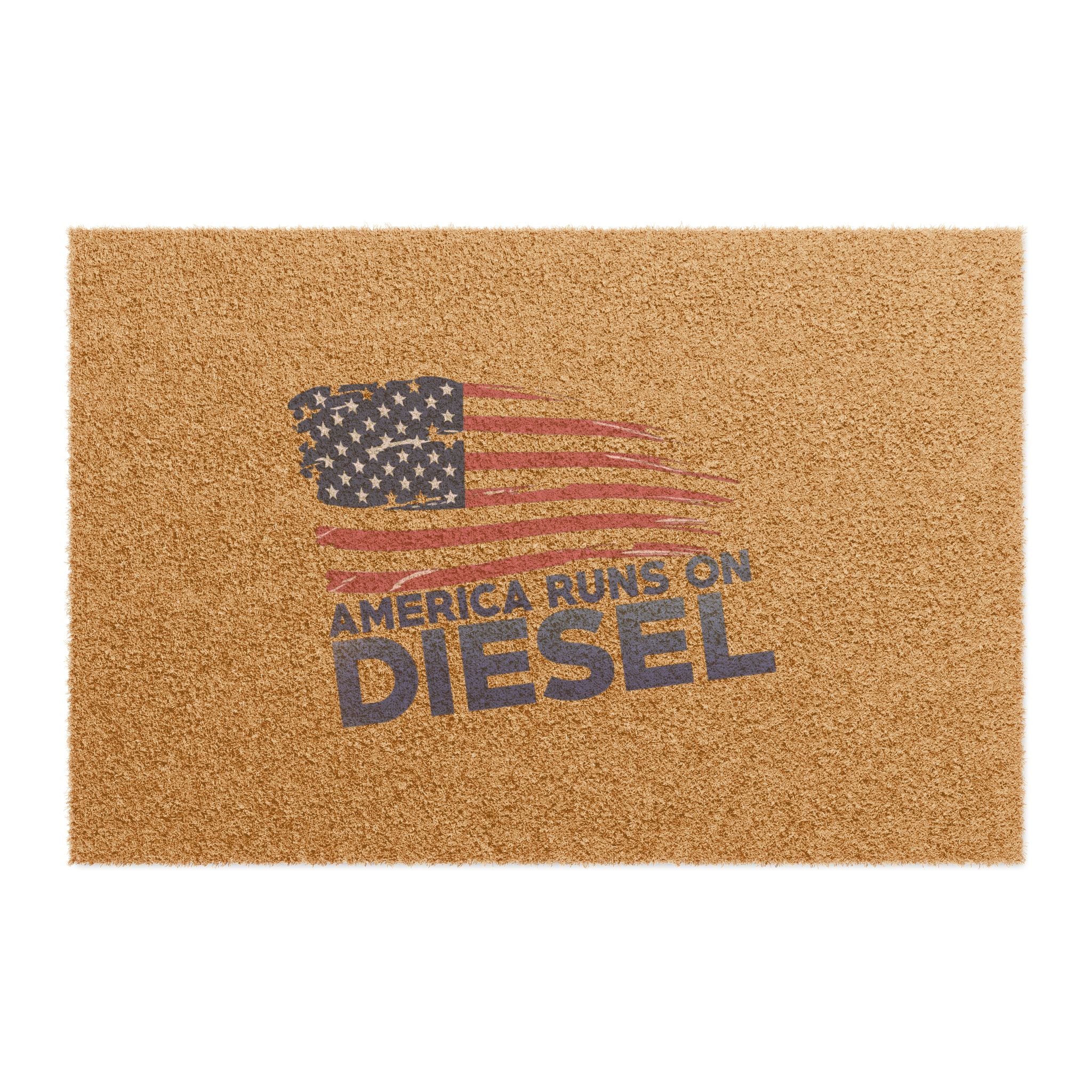 Doormat — "America Runs on Diesel" Patriotic Trucker Welcome Mat