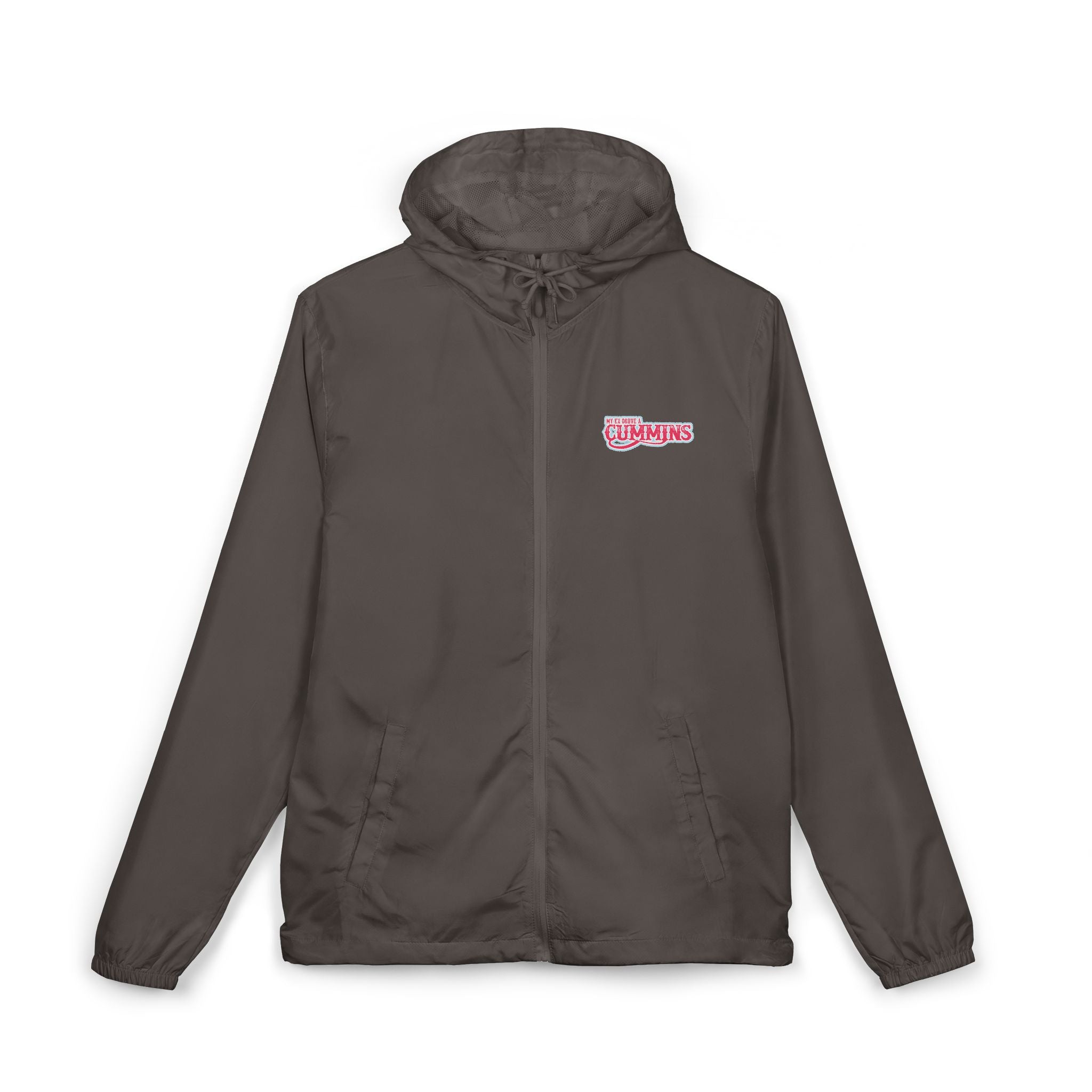 Windbreaker Jacket — 'My Ex Drove a Cummins' Pink  Logo Lightweight Hooded Windbreaker
