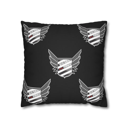 Black Shield Wing Accent Pillowcase — 'Genuine' Crest Pattern Decorative Throw Pillow