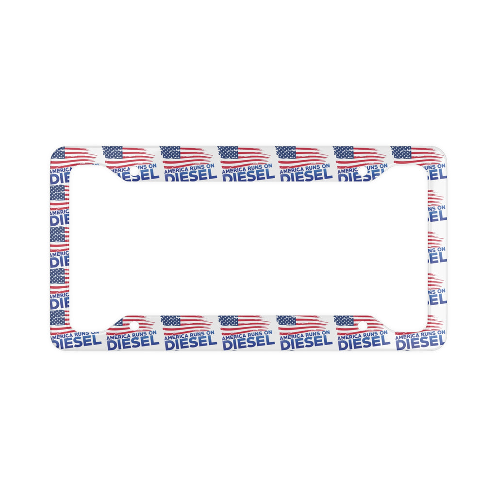 American Flag "DIESEL" License Plate Frame — Patriotic Truck Decal Accessory
