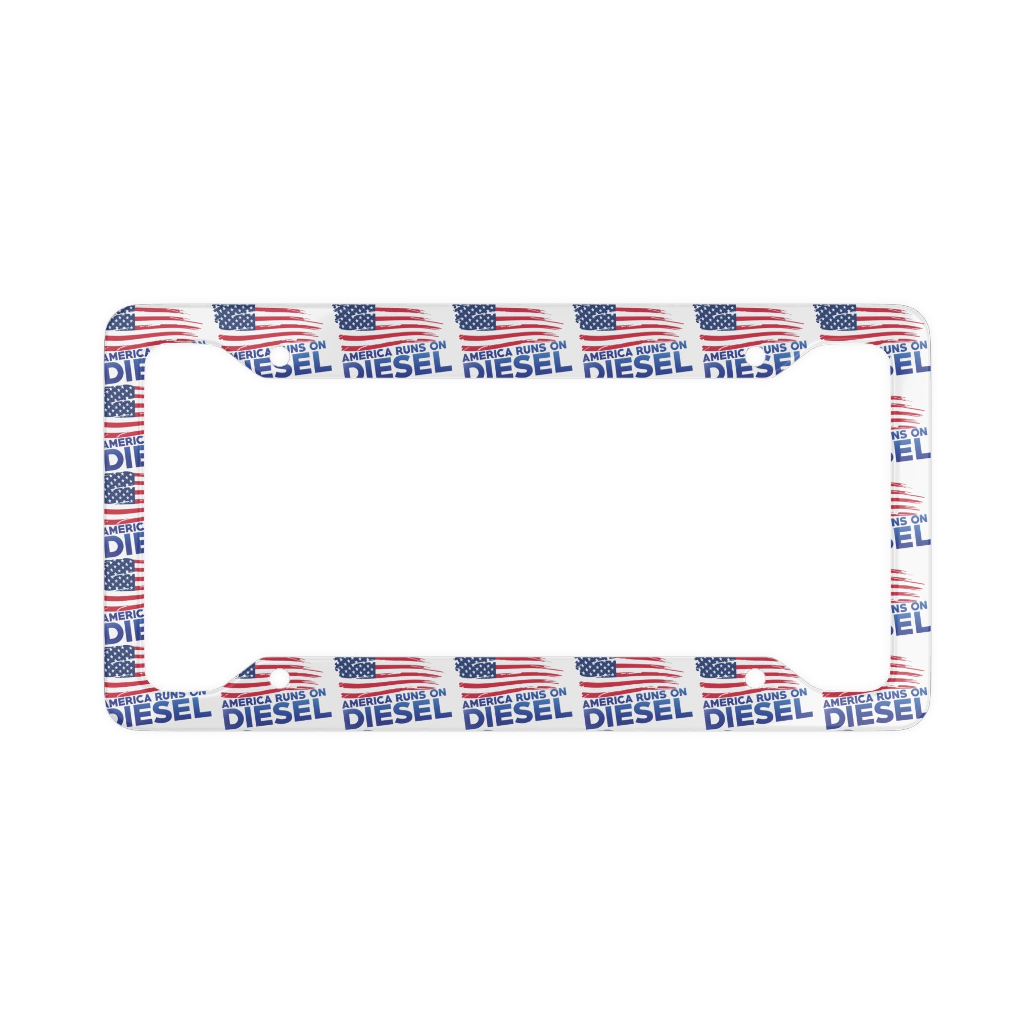 American Flag "DIESEL" License Plate Frame — Patriotic Truck Decal Accessory