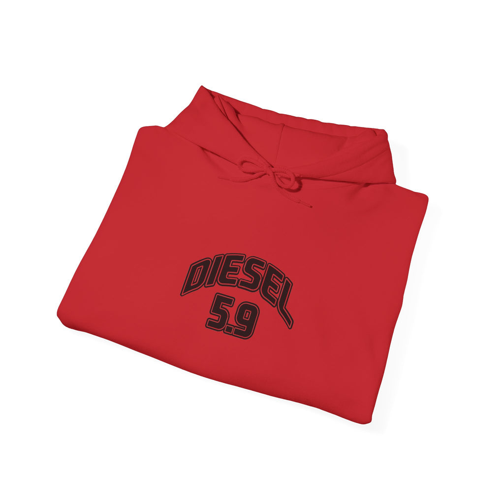 Diesel 5.9 Hoodie - Minimal White Pullover with Retro Arched Logo