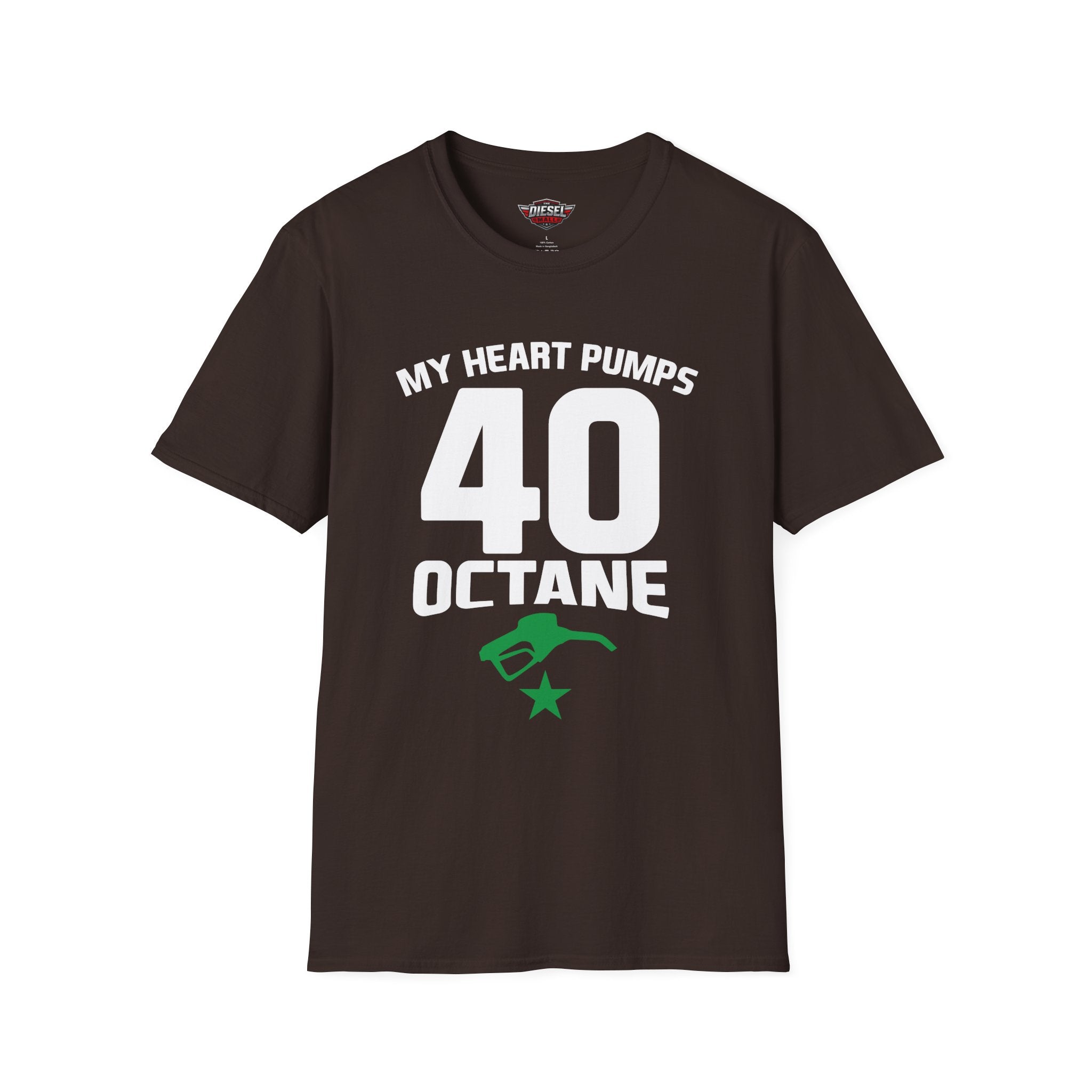 40 Octane T-Shirt — 'My Heart Pumps 40 Octane' Birthday Tee for Car Lovers
