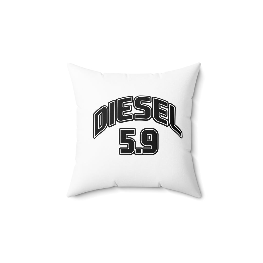 Diesel 5.9 Throw Pillow — Retro Automotive Accent Pillow for Truck Lovers