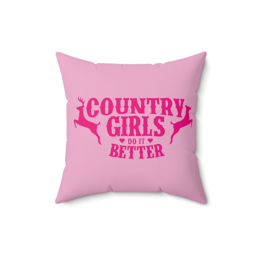 Country Girls Do It Better Throw Pillow — Pink Deer Accent Pillow for Country Home