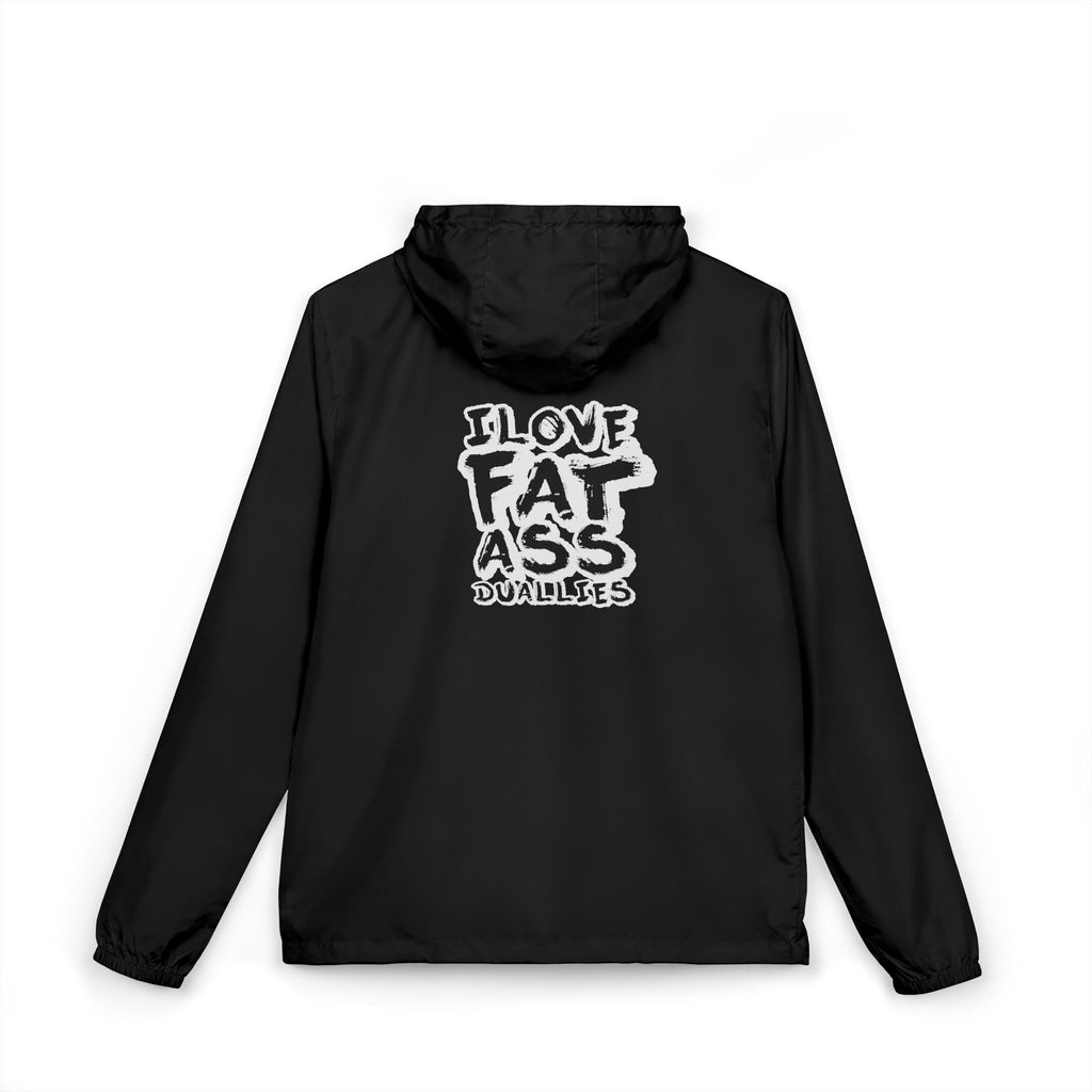 Windbreaker Jacket — "I Love Fat Ass Bubbles" Graphic Hooded Zip-Up