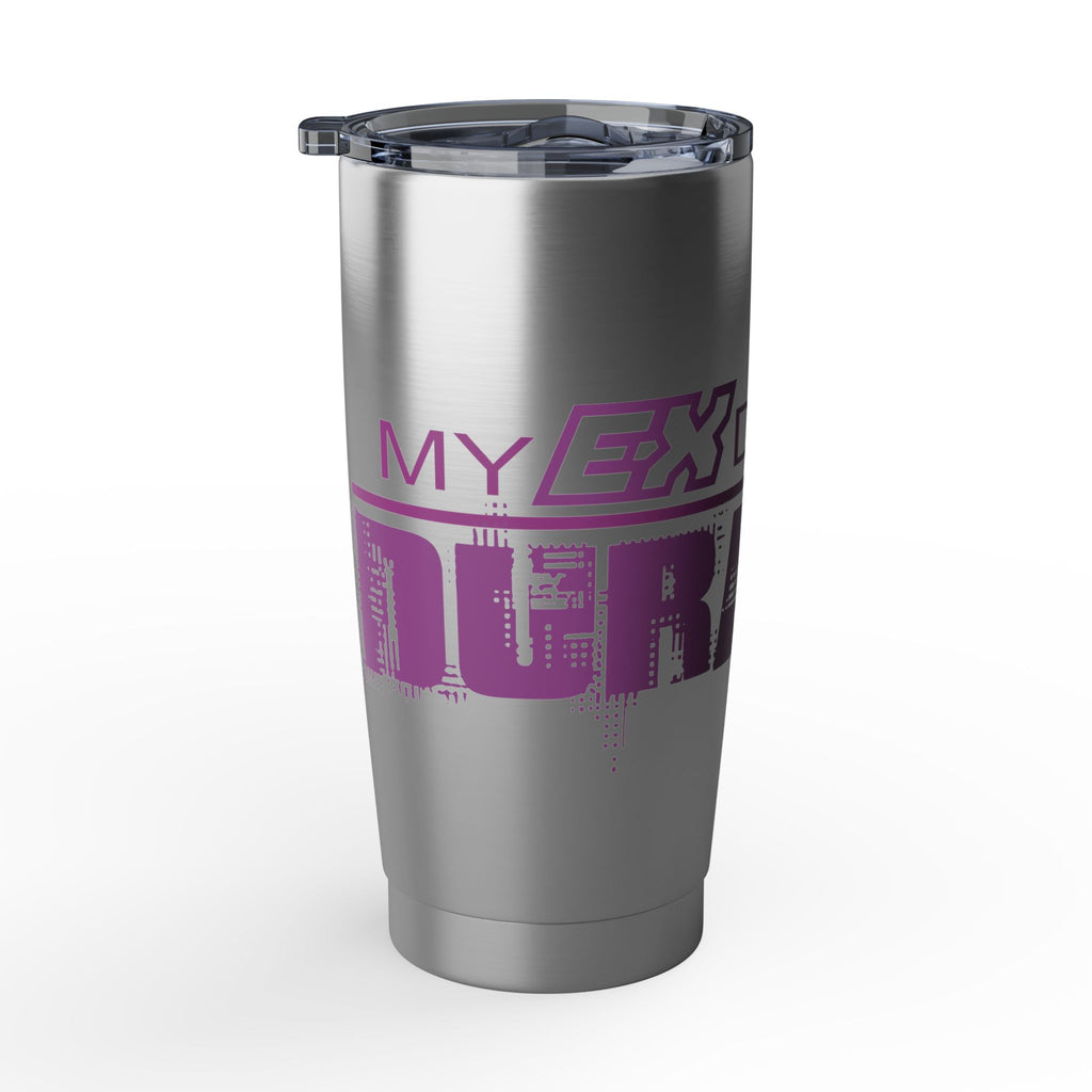 20oz Travel Tumbler — 'My Ex Drove My Brakes' Pink Urban Graphic