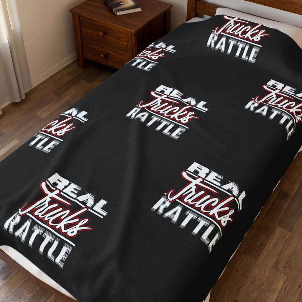 Real Trucks Rattle Velveteen Plush Blanket — Cozy Trucker Throw for Drivers & Fans