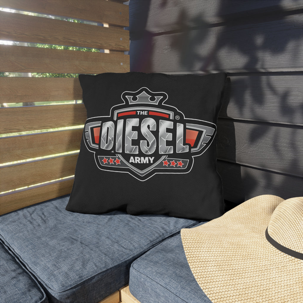 Diesel Army Outdoor Pillow - Rugged Vehicle Logo Accent Cushion