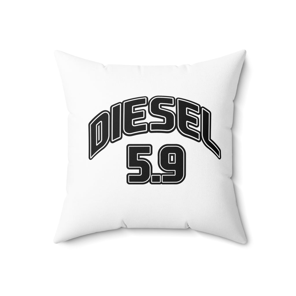 Diesel 5.9 Throw Pillow — Retro Automotive Accent Pillow for Truck Lovers