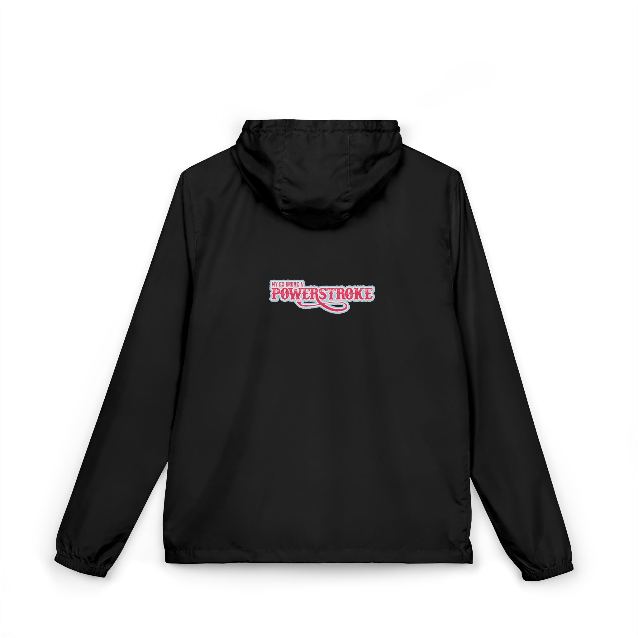 Windbreaker Jacket — 'My Ex Drove a POWERSTROKE' Pink  Logo Lightweight Zip Hoodie