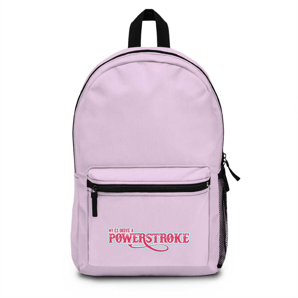Power Stroke Pink Backpack — 'My Ex Drove a Power Stroke' Graphic Bag