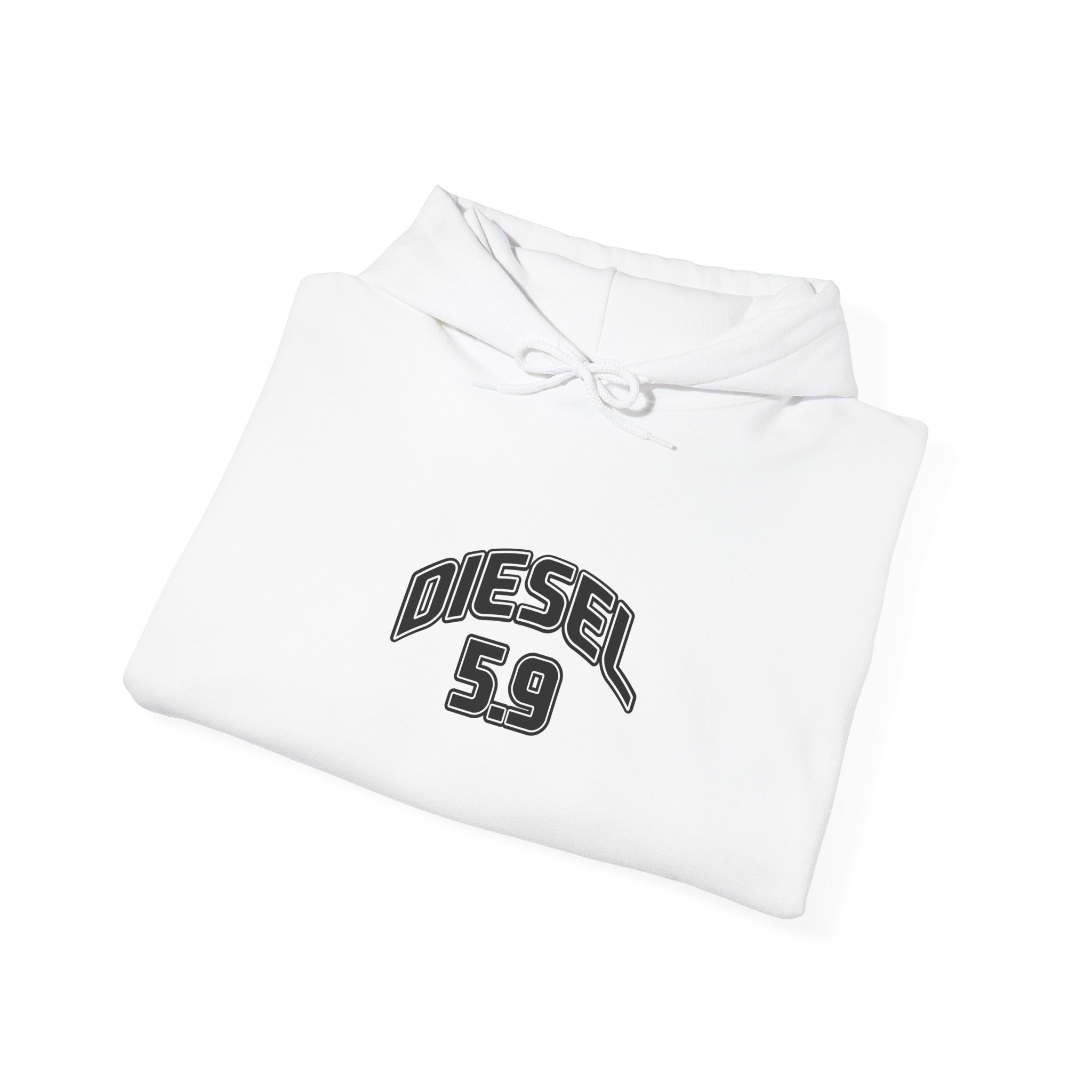 Diesel 5.9 Hoodie - Minimal White Pullover with Retro Arched Logo