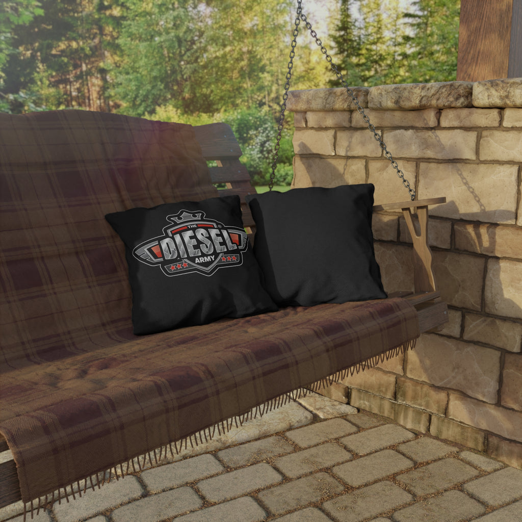 Diesel Army Outdoor Pillow - Rugged Vehicle Logo Accent Cushion