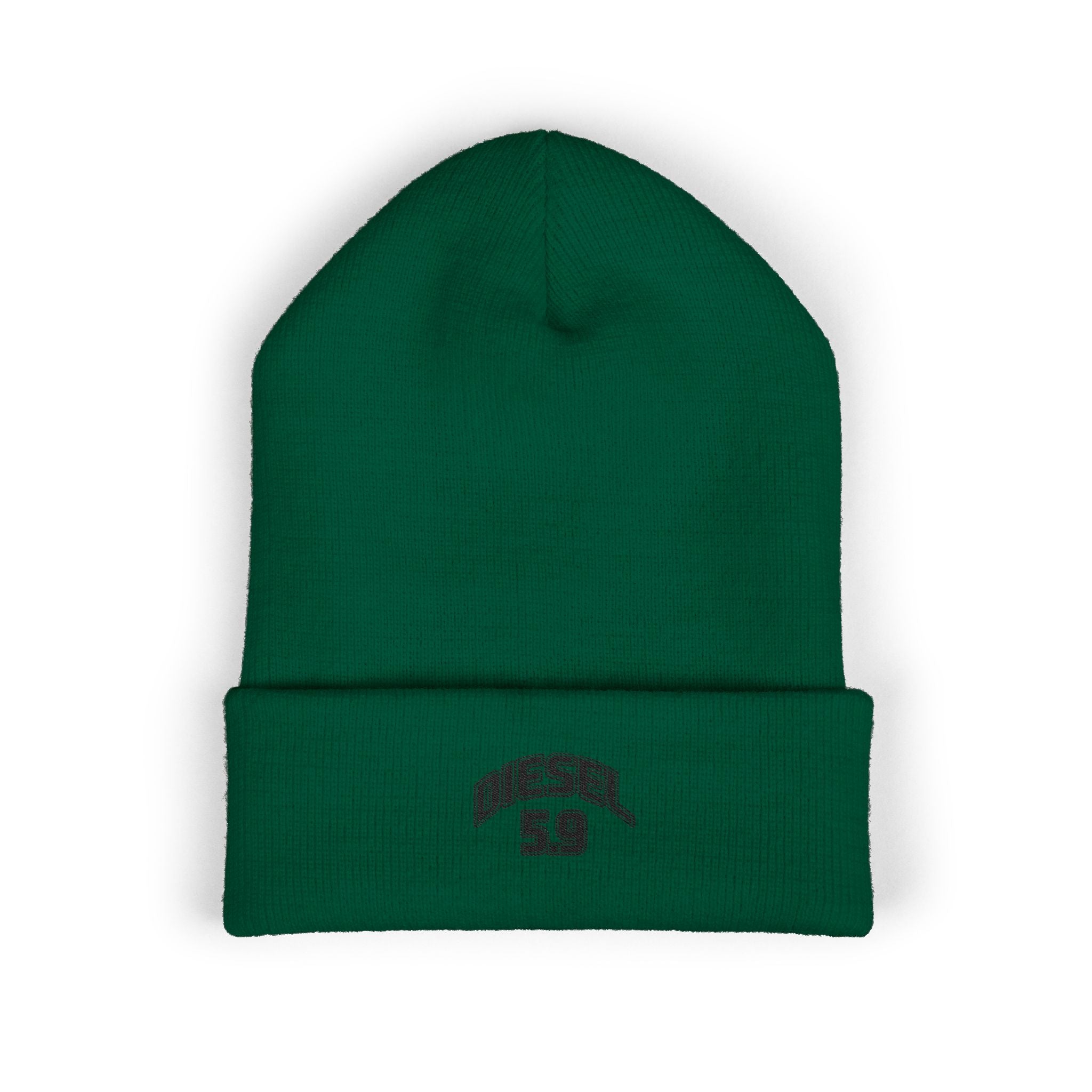 Diesel 59 Embroidered Cuffed Beanie — Classic Knit Winter Hat