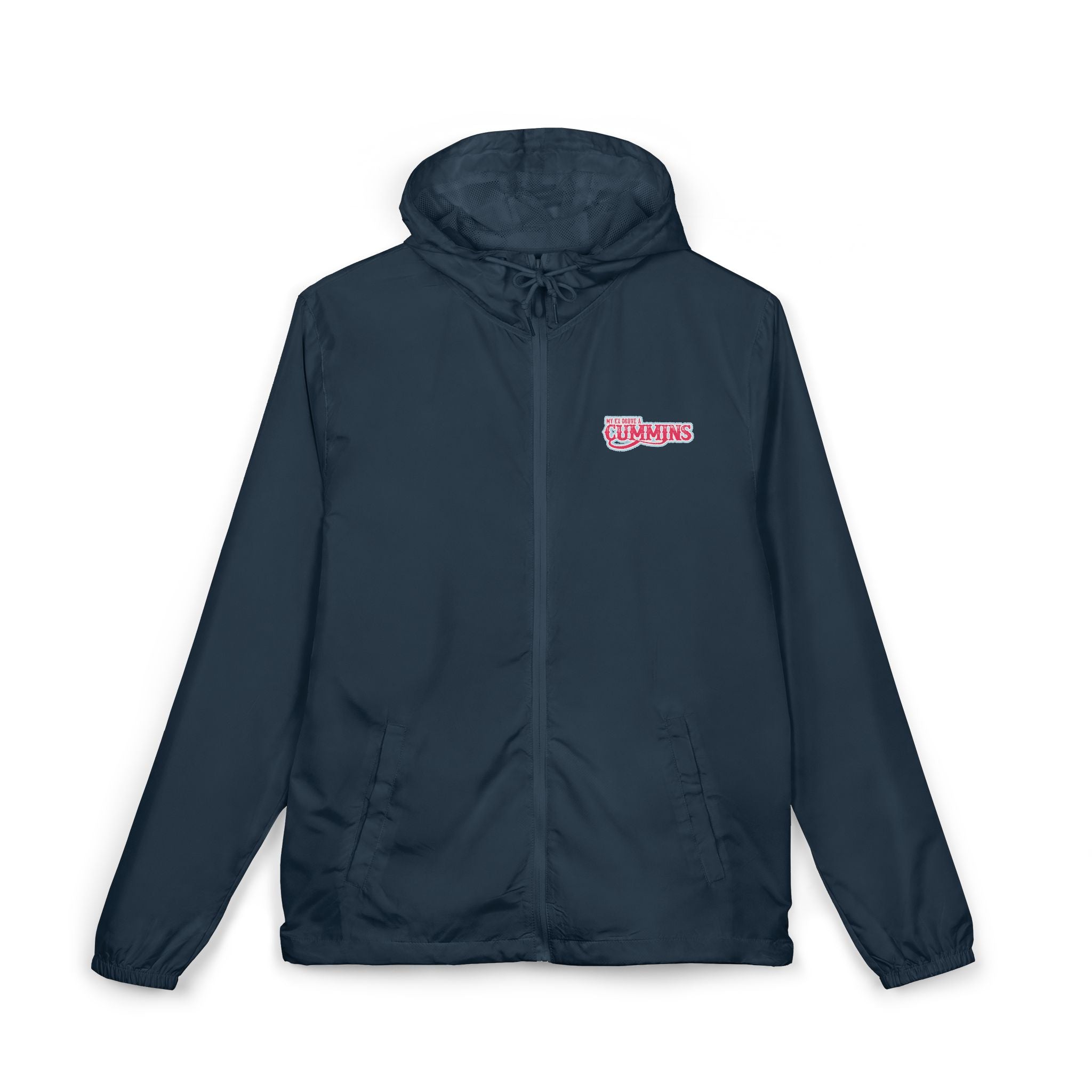 Windbreaker Jacket — 'My Ex Drove a Cummins' Pink  Logo Lightweight Hooded Windbreaker