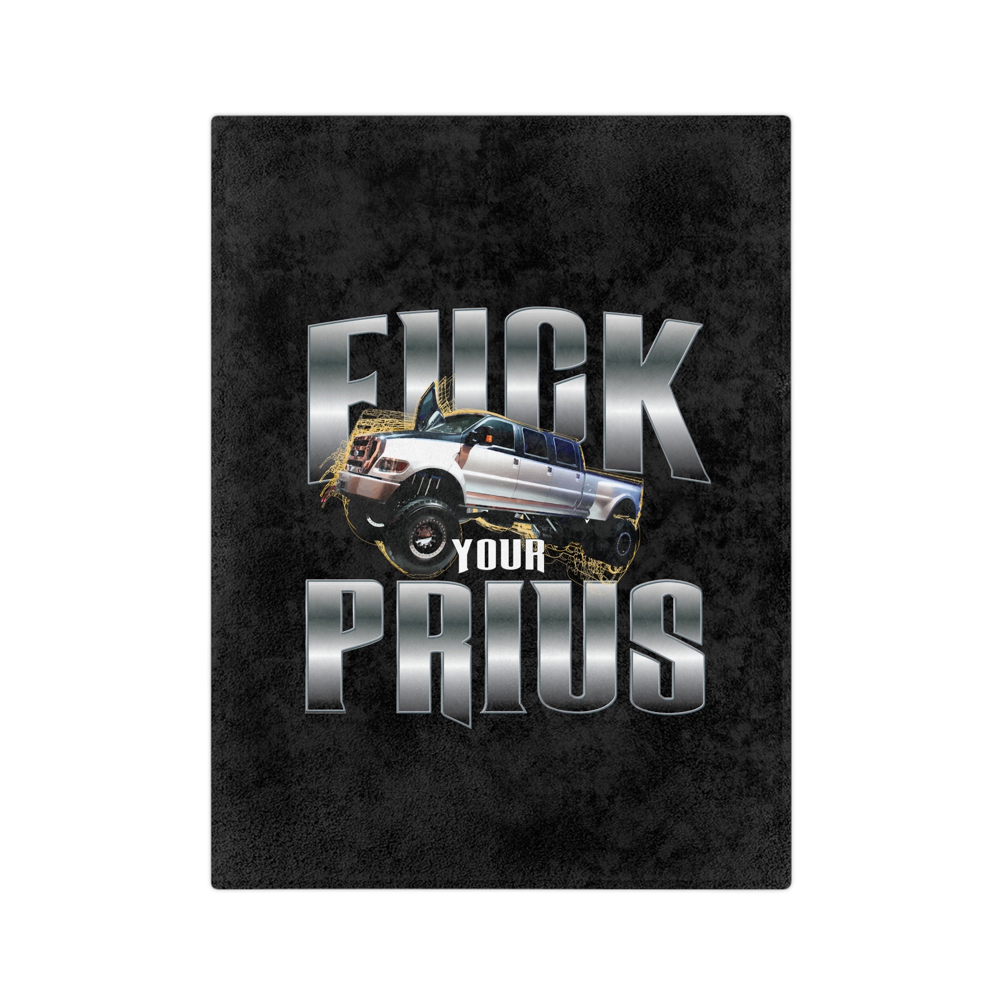 Velveteen Microfiber Blanket — 'F*** Your Prius' Monster Truck Graphic