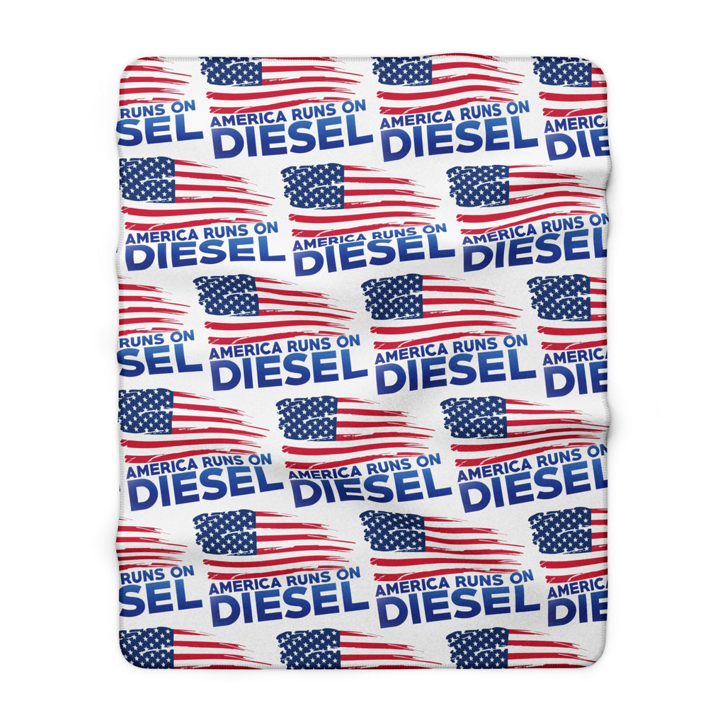 Sherpa Blanket — "America Runs on Diesel" Patriotic Flag Fleece