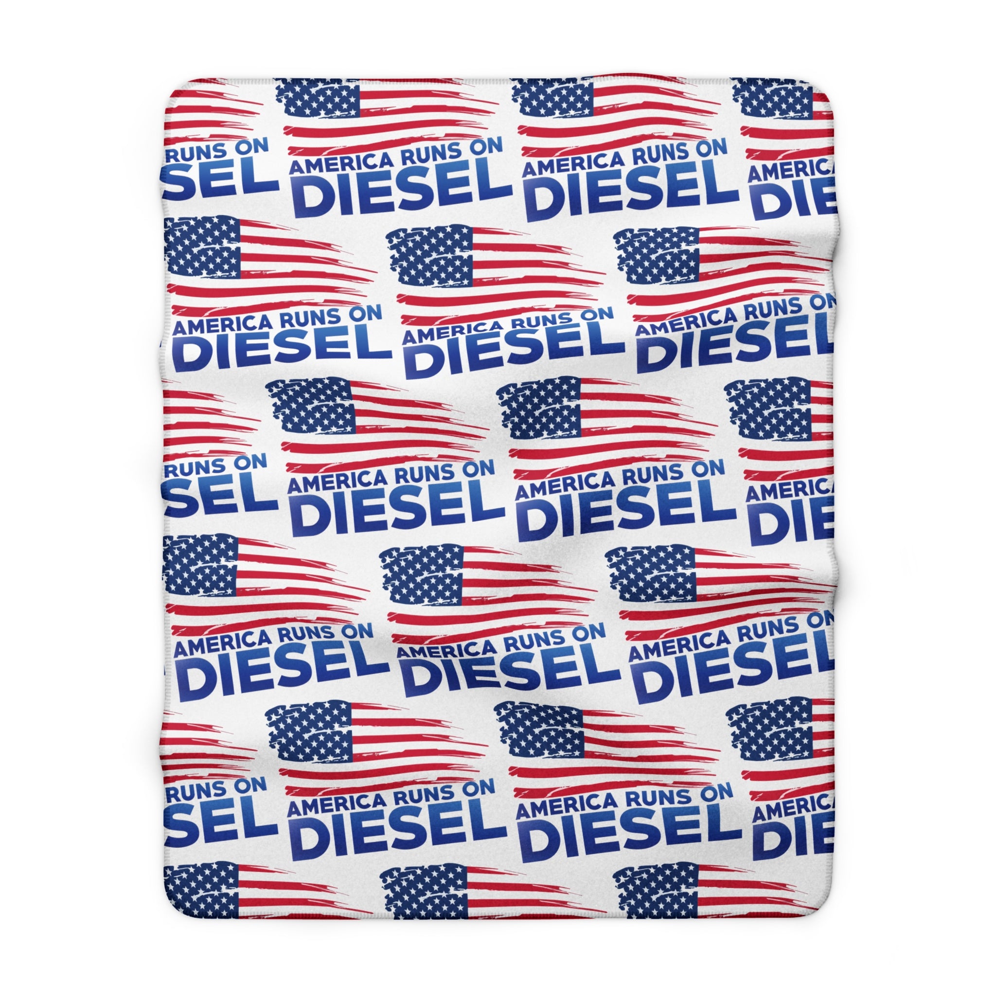 Sherpa Blanket — "America Runs on Diesel" Patriotic Flag Fleece