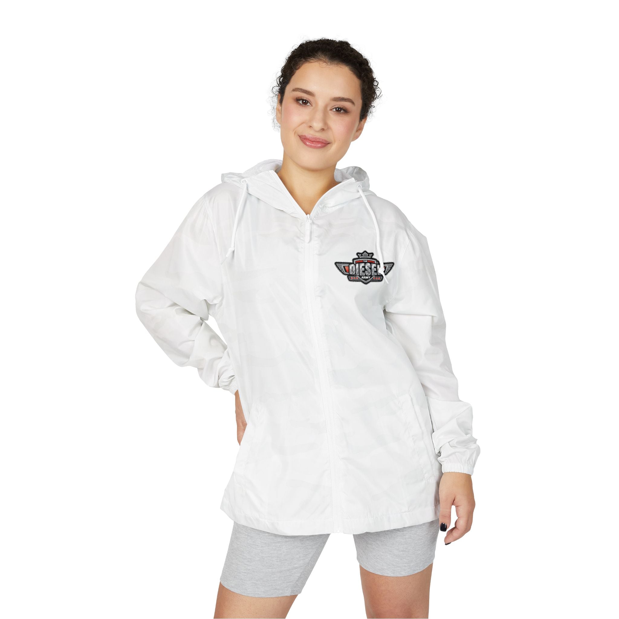 Windbreaker Jacket — 'The Diesel Army' Retro Badge Hooded Windbreaker