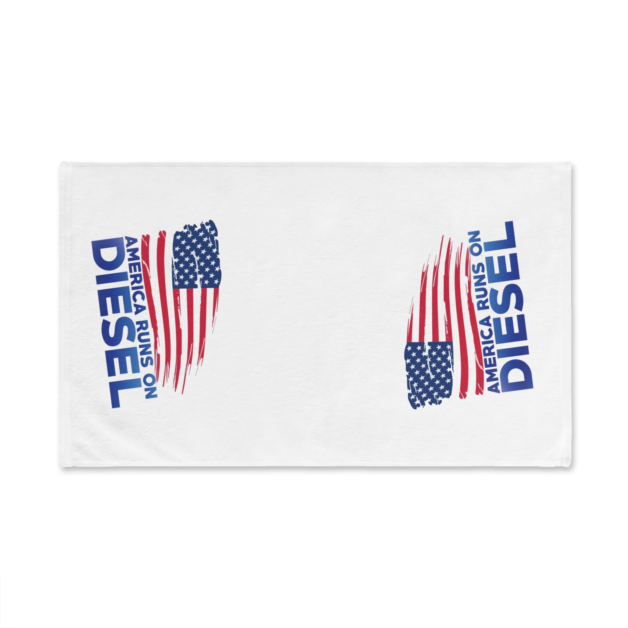 America Runs on Diesel Hand Towel - Patriotic Truck & USA Flag Kitchen Towel