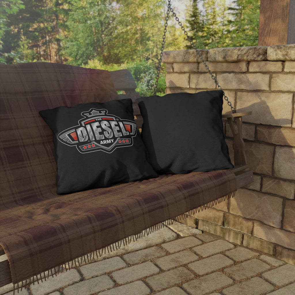 Diesel Army Outdoor Pillow - Rugged Vehicle Logo Accent Cushion
