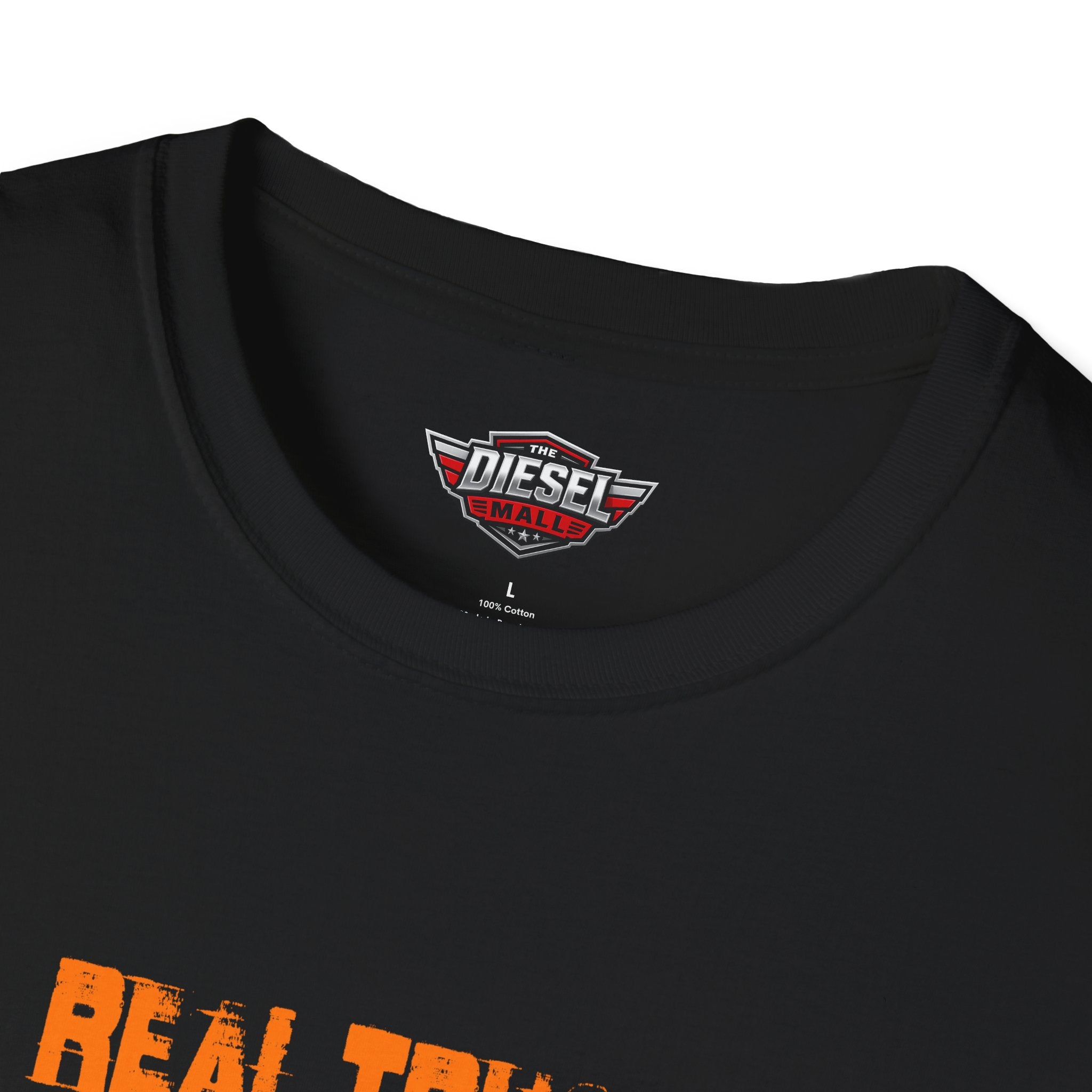Trucker T-Shirt — "Real Trucks Don't Shift Themselves" Vintage Orange Graphic