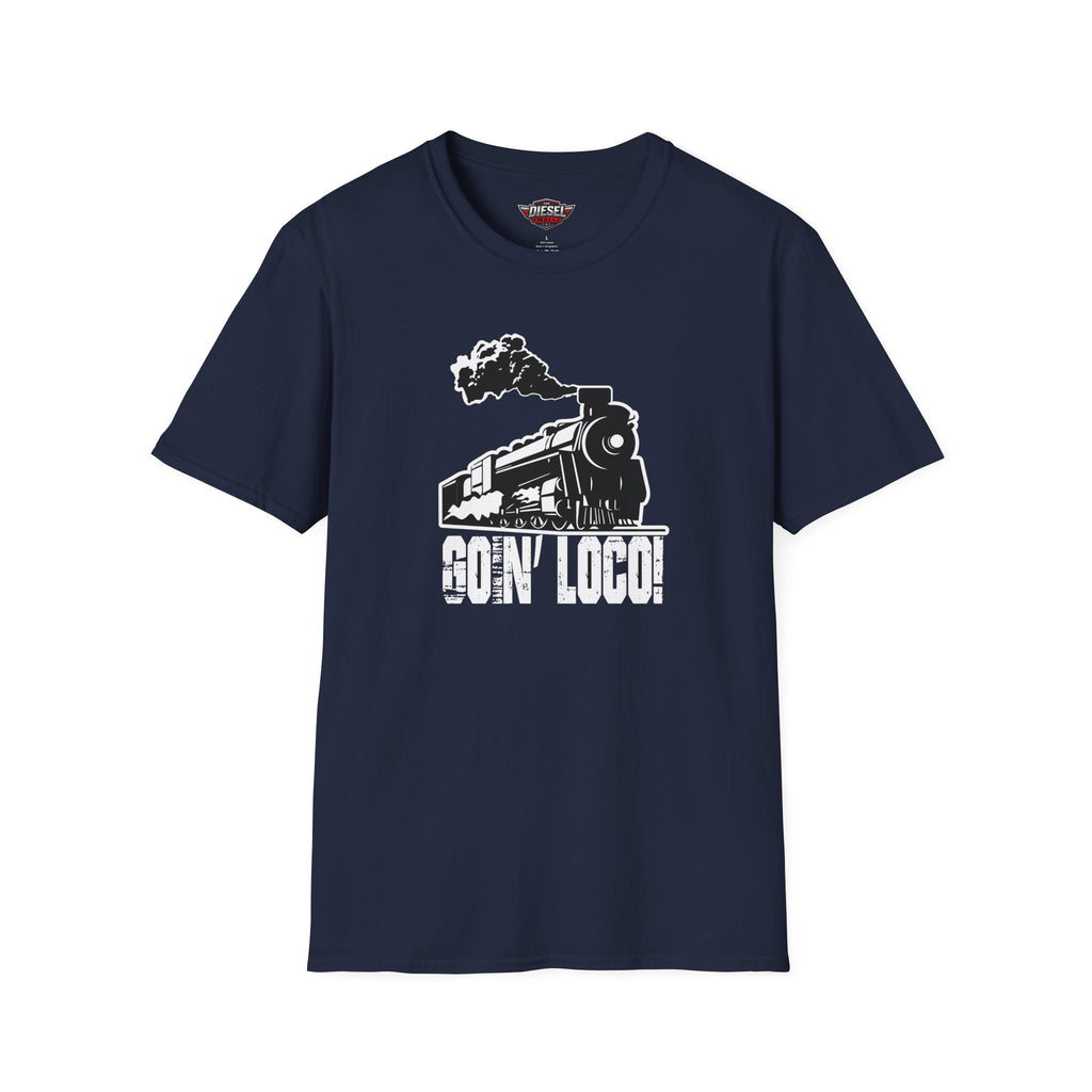 Train T-Shirt – 'Goin' Loco' Vintage Steam Locomotive Graphic Tee
