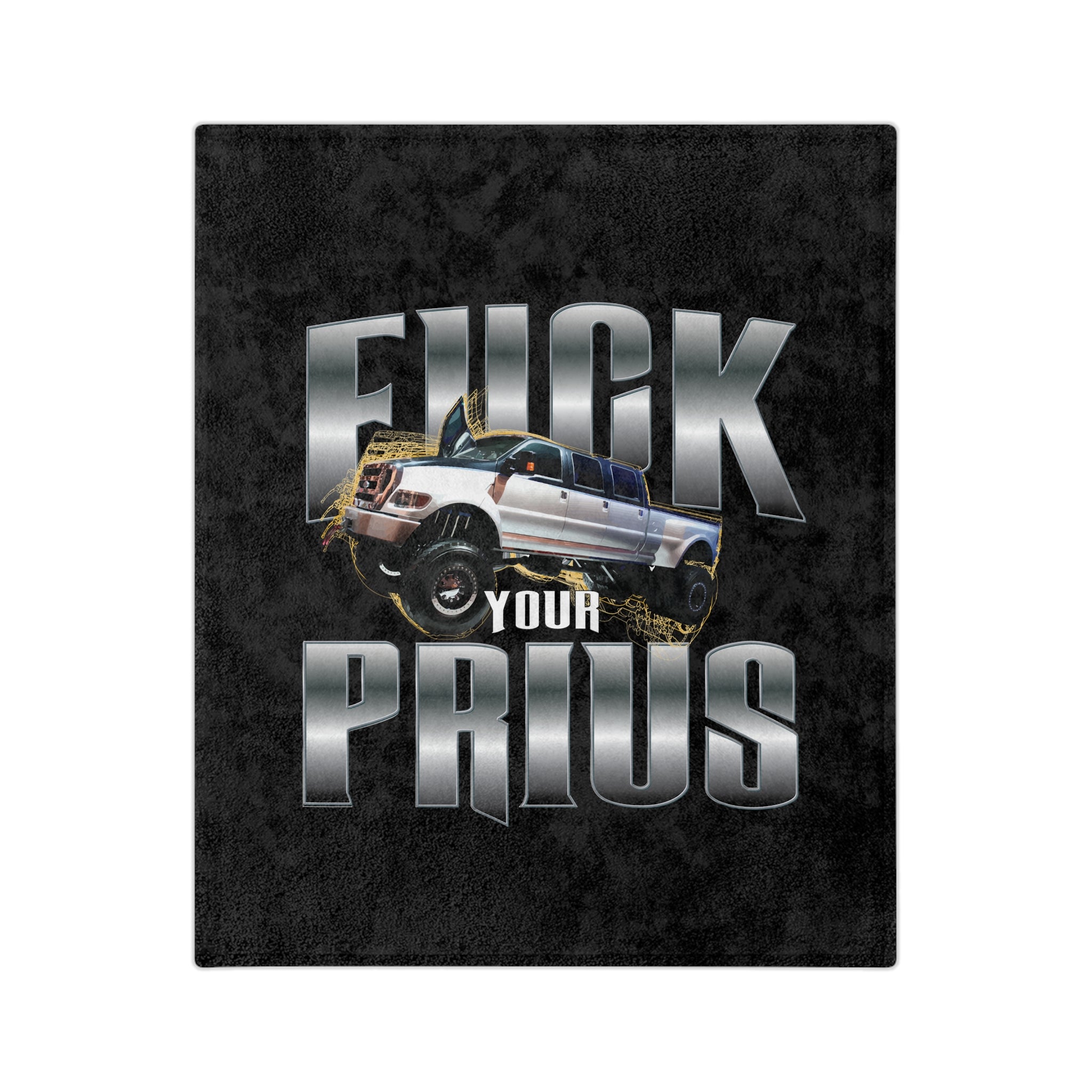 Velveteen Microfiber Blanket — 'F*** Your Prius' Monster Truck Graphic