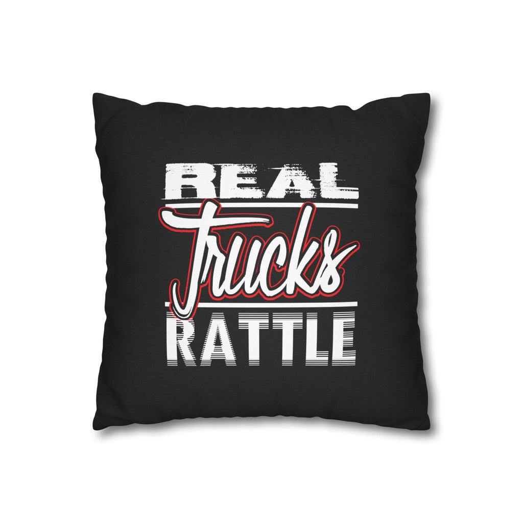 Trucker Pillowcase - "Real Trucks Rattle" Rustic Automotive Accent Pillow Cover