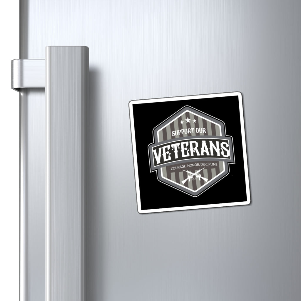 Support Our Veterans Magnet — Courage Honor Discipline Military Tribute Sticker